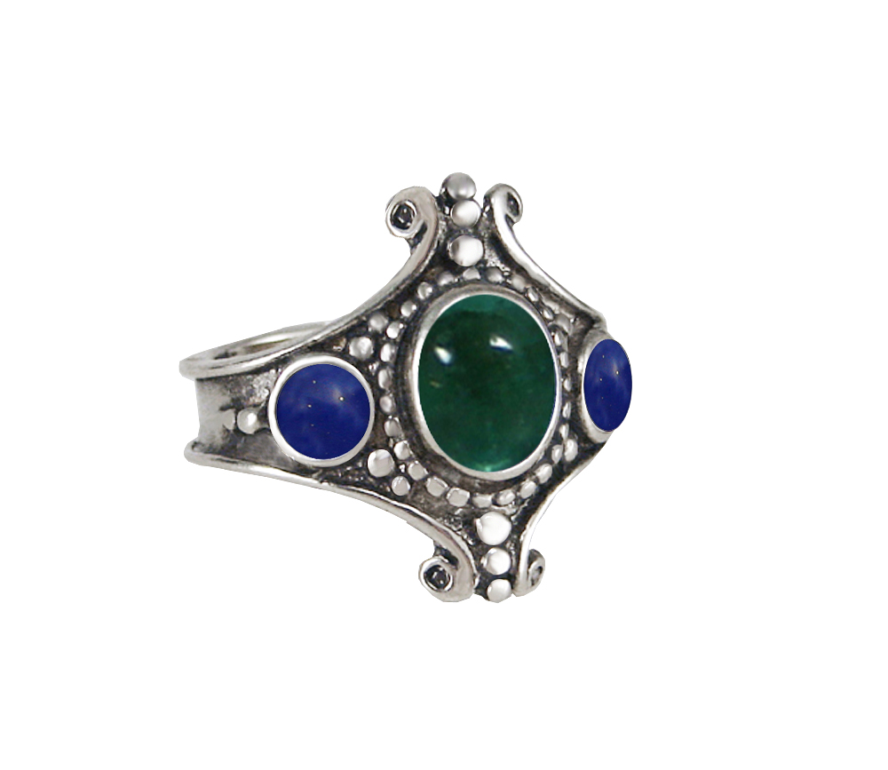 Sterling Silver Imperial Ring With Fluorite And Lapis Lazuli Size 10